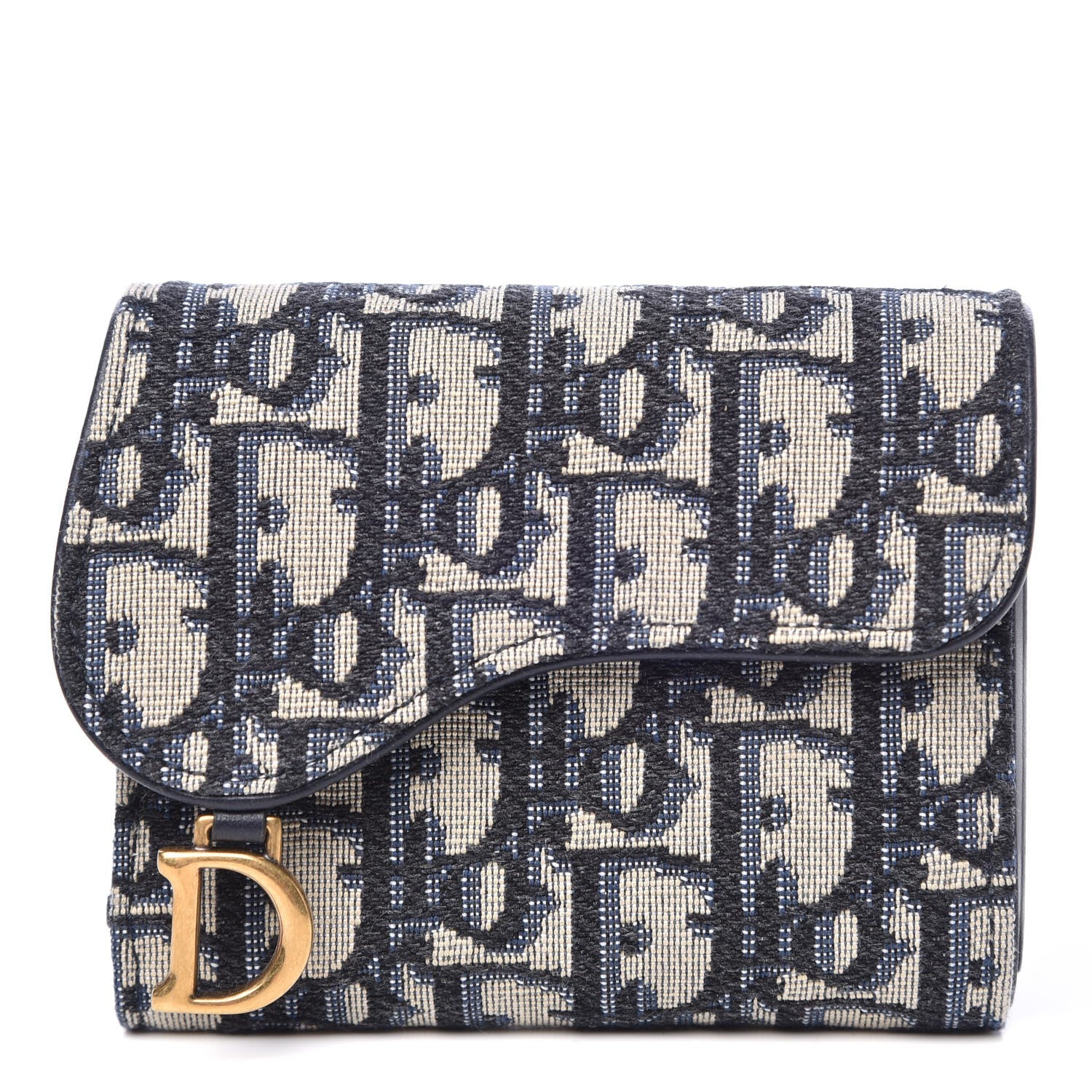 Christian Dior Oblique Saddle Card Holder Blue 1 of 11