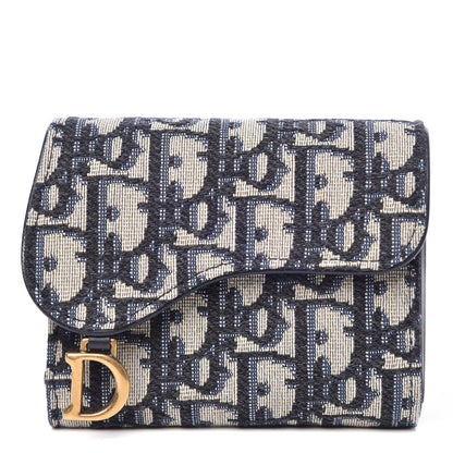 Christian Dior Oblique Saddle Card Holder Blue 1 of 11