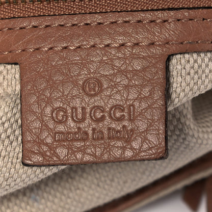 Gucci Linen Canvas Pebbled Calfskin Medium Soho Chain Shoulder Bag White Camelia 7 of 10