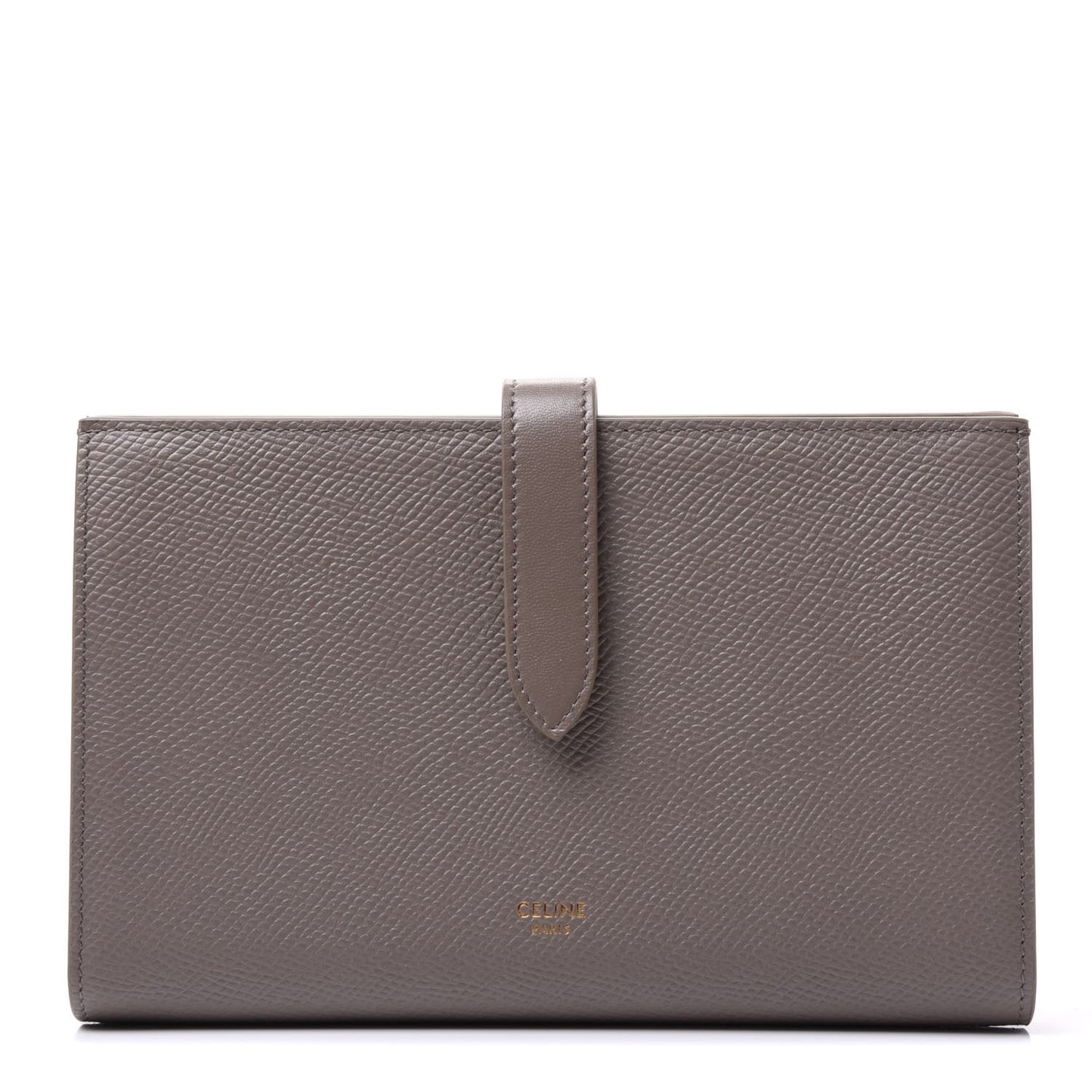 Grained Calfskin Large Multifunction Strap Wallet Pebble