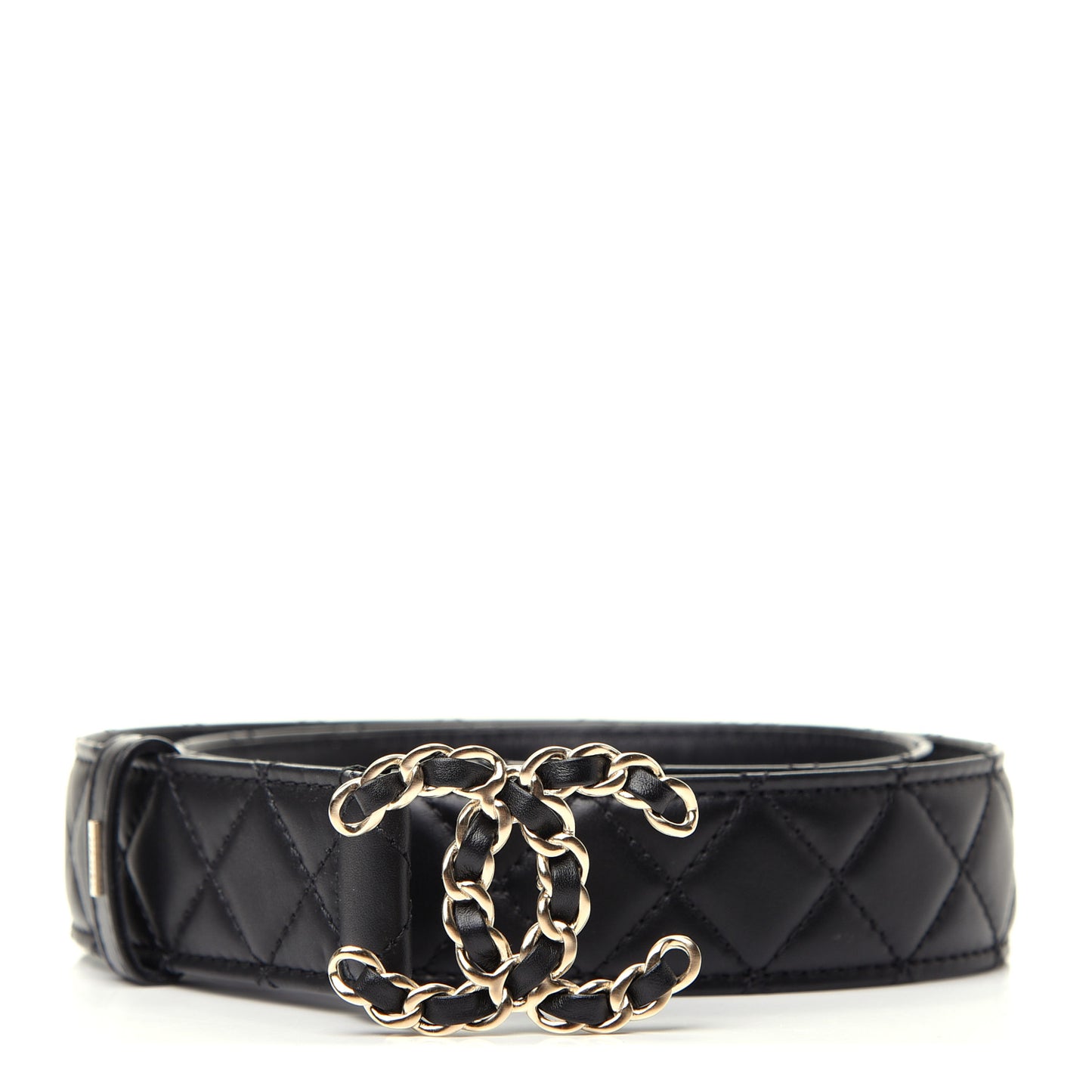Lambskin Quilted CC Chain Belt 75 30 Black