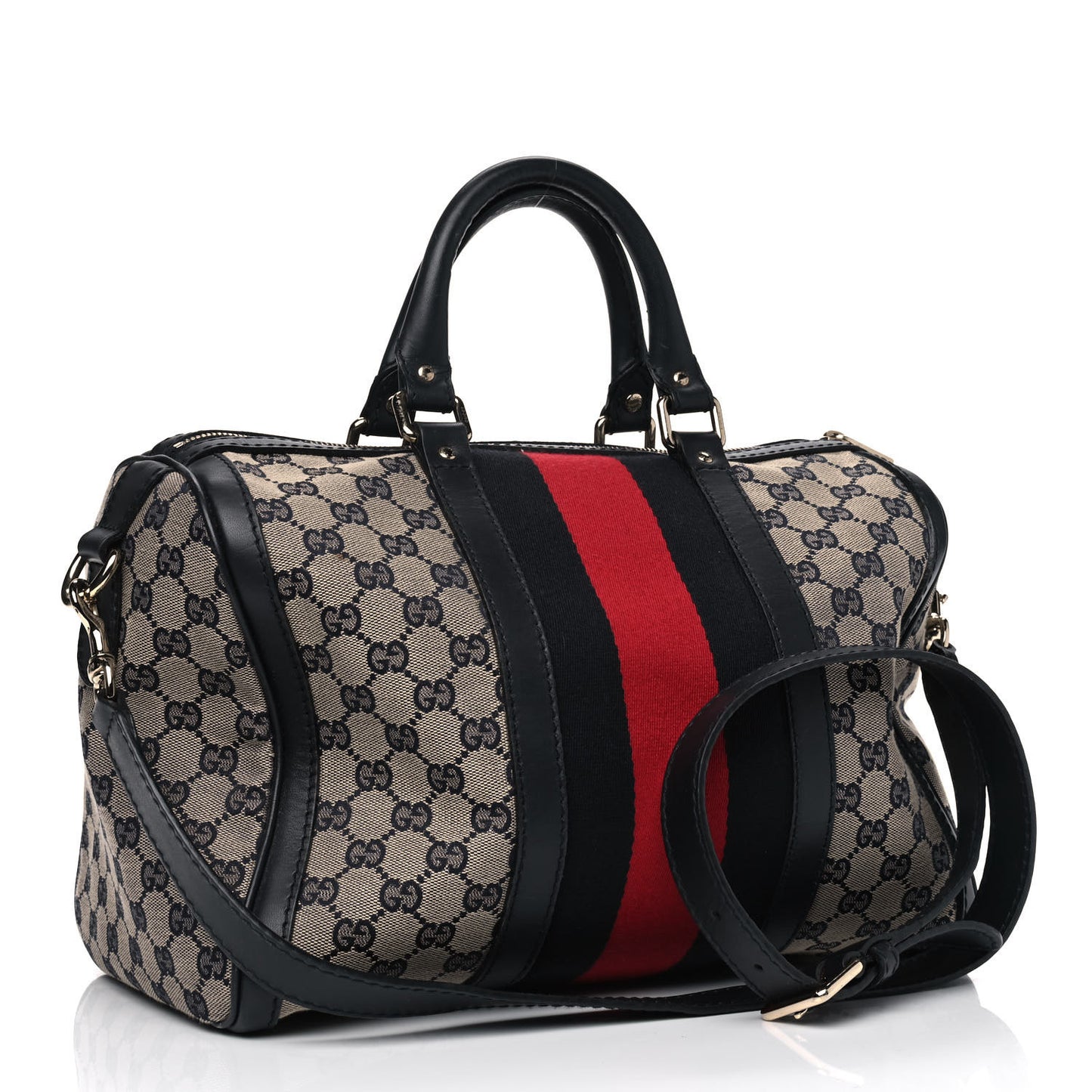 Monogram Selleria Calfskin Vintage Web Medium Boston Beige Blue