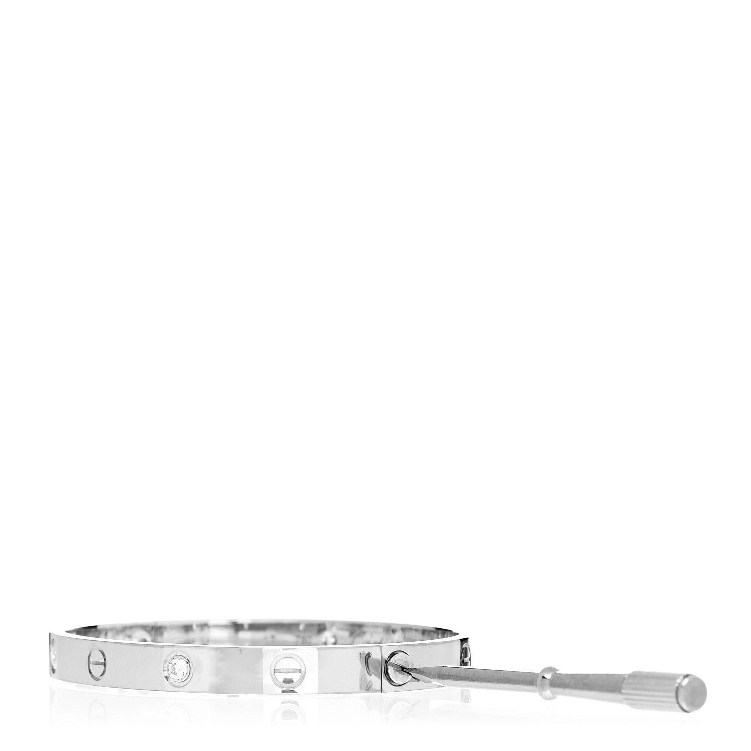 Cartier 18K White Gold 4 Diamond Love Bracelet 17 3 of 8