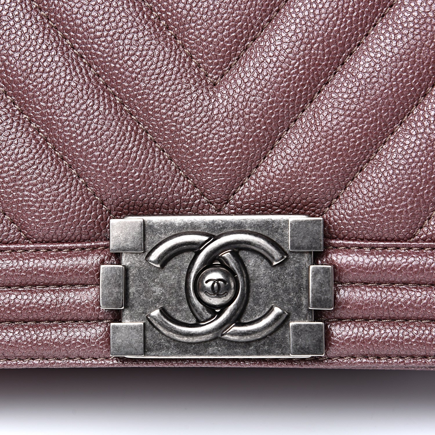 Chanel Metallic Caviar Chevron Quilted Small Boy Flap Dark Pink 9 of 10