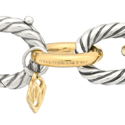 David Yurman Sterling Silver 18K Yellow Gold 12mm Large Oval Link Bracelet 3 of 3