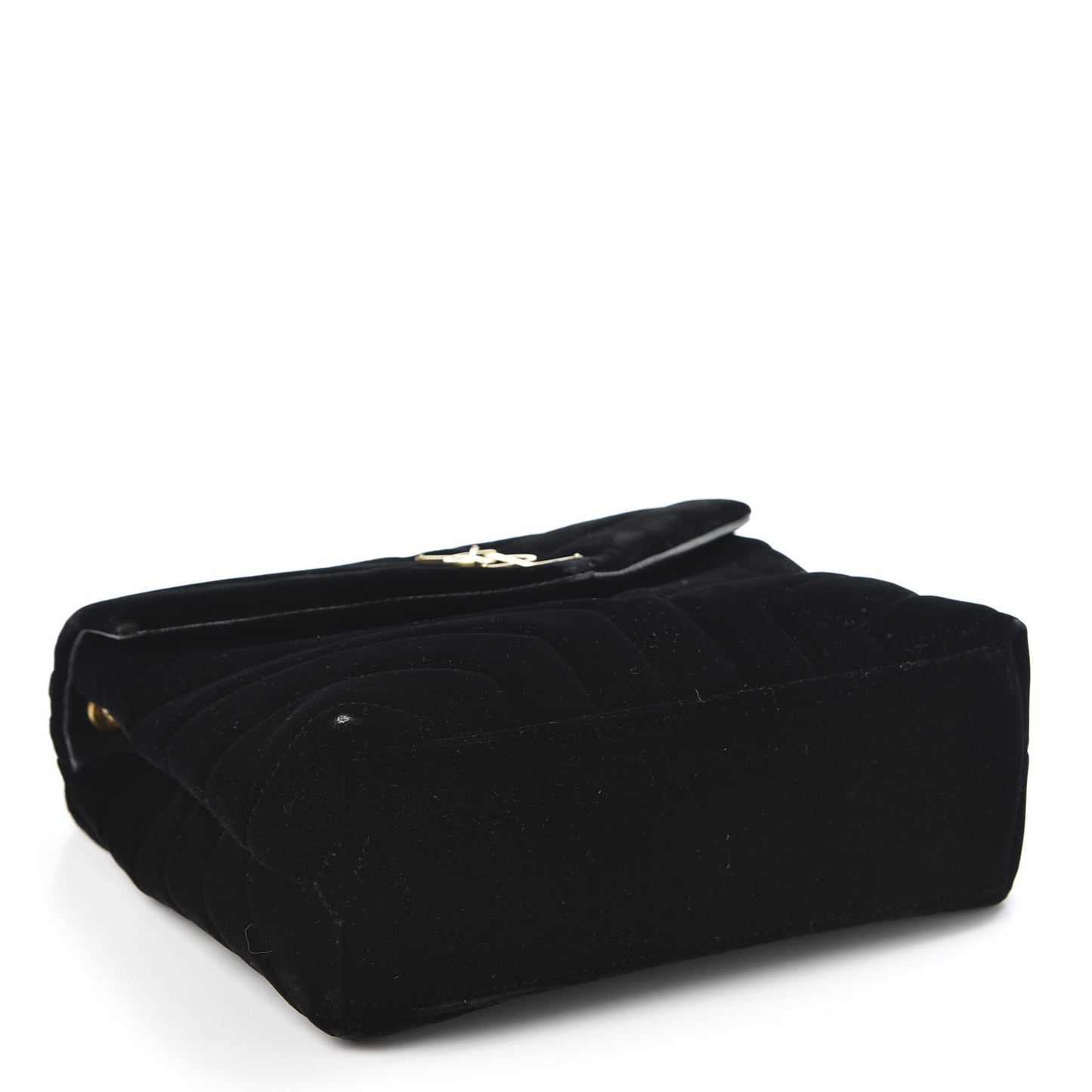 Velvet Y Quilted Monogram Small Loulou Chain Satchel Black