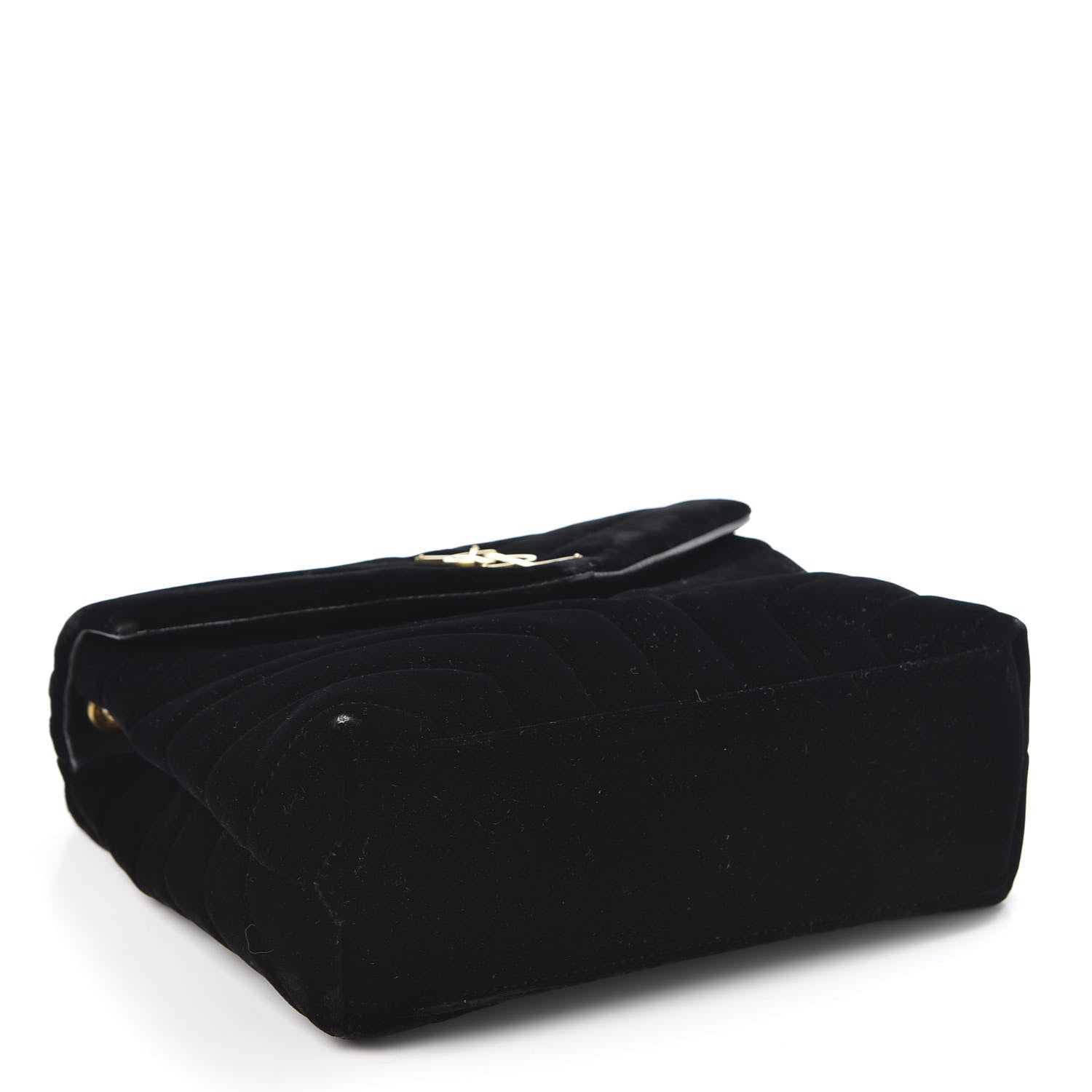 Saint Laurent Velvet Y Quilted Monogram Small Loulou Chain Satchel Black 3 of 12
