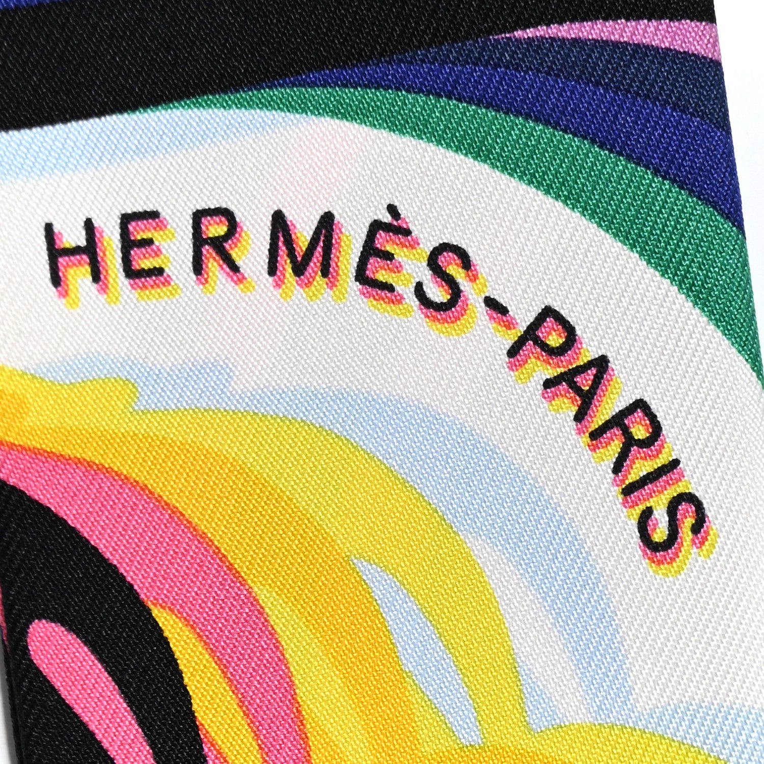 Hermes Silk Brides De Gala Shadow Fringed Twilly Black Jaune Multicolor 2 of 6