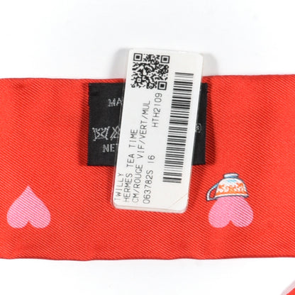 Hermes Silk Tea Time Twilly Rouge Vif Vert Multicolor 4 of 4