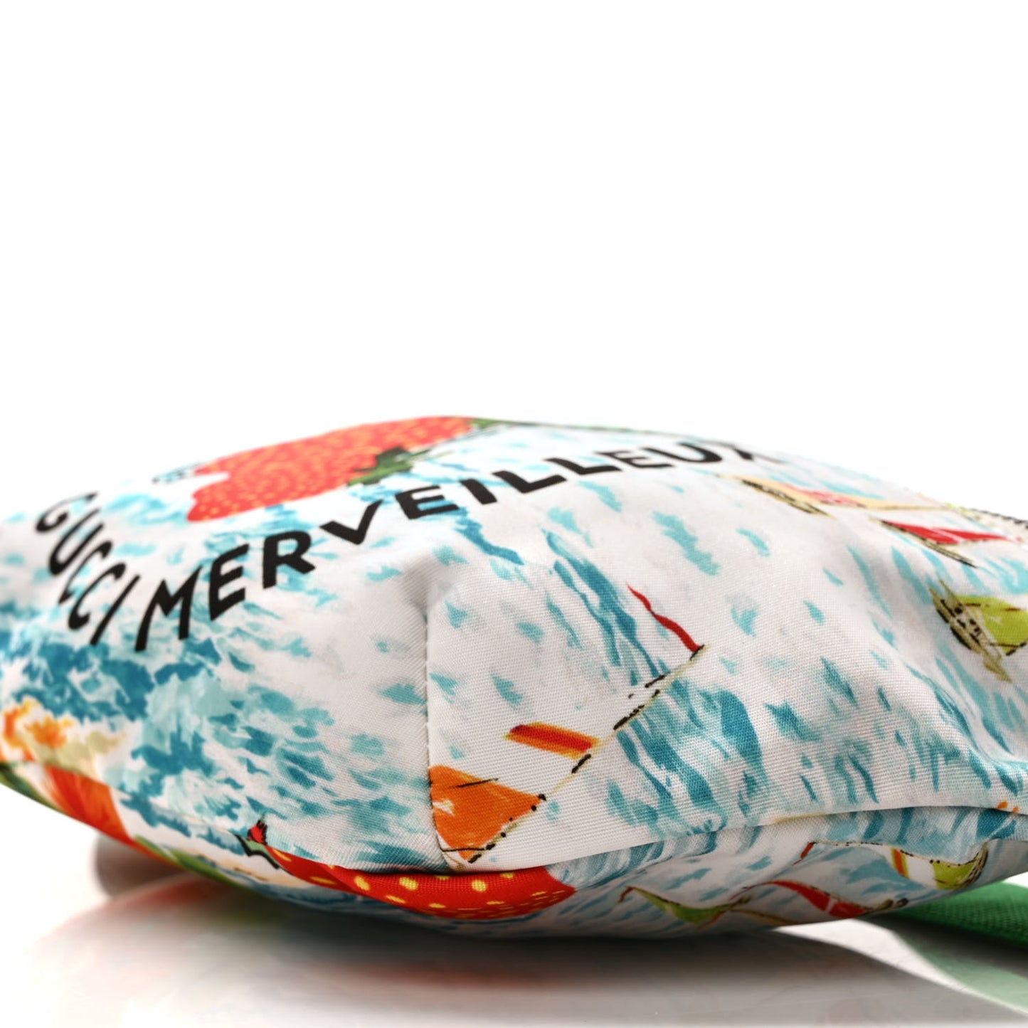Nylon Merveilleux Strawberry Print Childrens Belt Bag Light Blue Red Dusty White