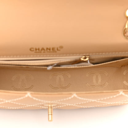 Chanel Calfskin Quilted Medium Wild Stitch Flap Beige 5 of 10