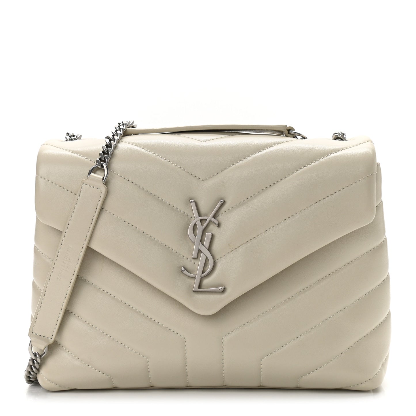 Calfskin Y Quilted Monogram Small Loulou Chain Satchel Ivory