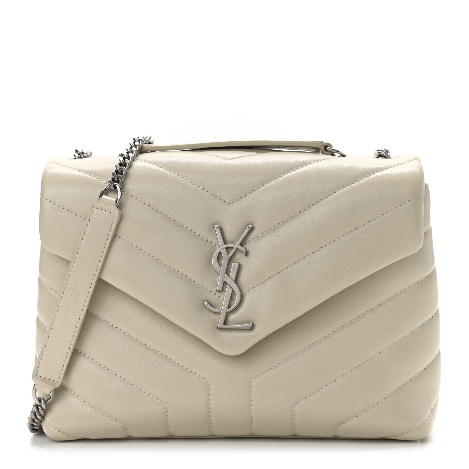 Saint Laurent Calfskin Y Quilted Monogram Small Loulou Chain Satchel Ivory 1 of 10