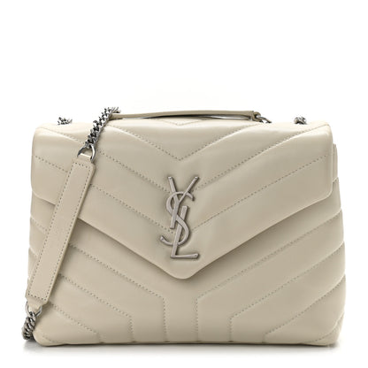 Saint Laurent Calfskin Y Quilted Monogram Small Loulou Chain Satchel Ivory 1 of 10