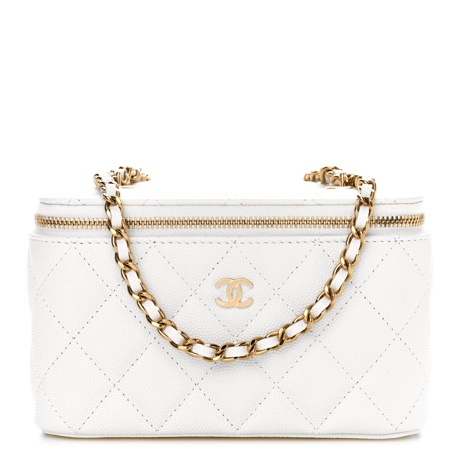 Chanel Caviar Quilted Small Vanity Case With Chain White 1 of 10