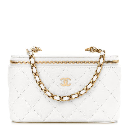 Chanel Caviar Quilted Small Vanity Case With Chain White 1 of 10