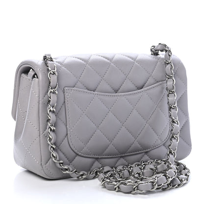 Chanel Lambskin Quilted Mini Rectangular Flap Grey 3 of 9