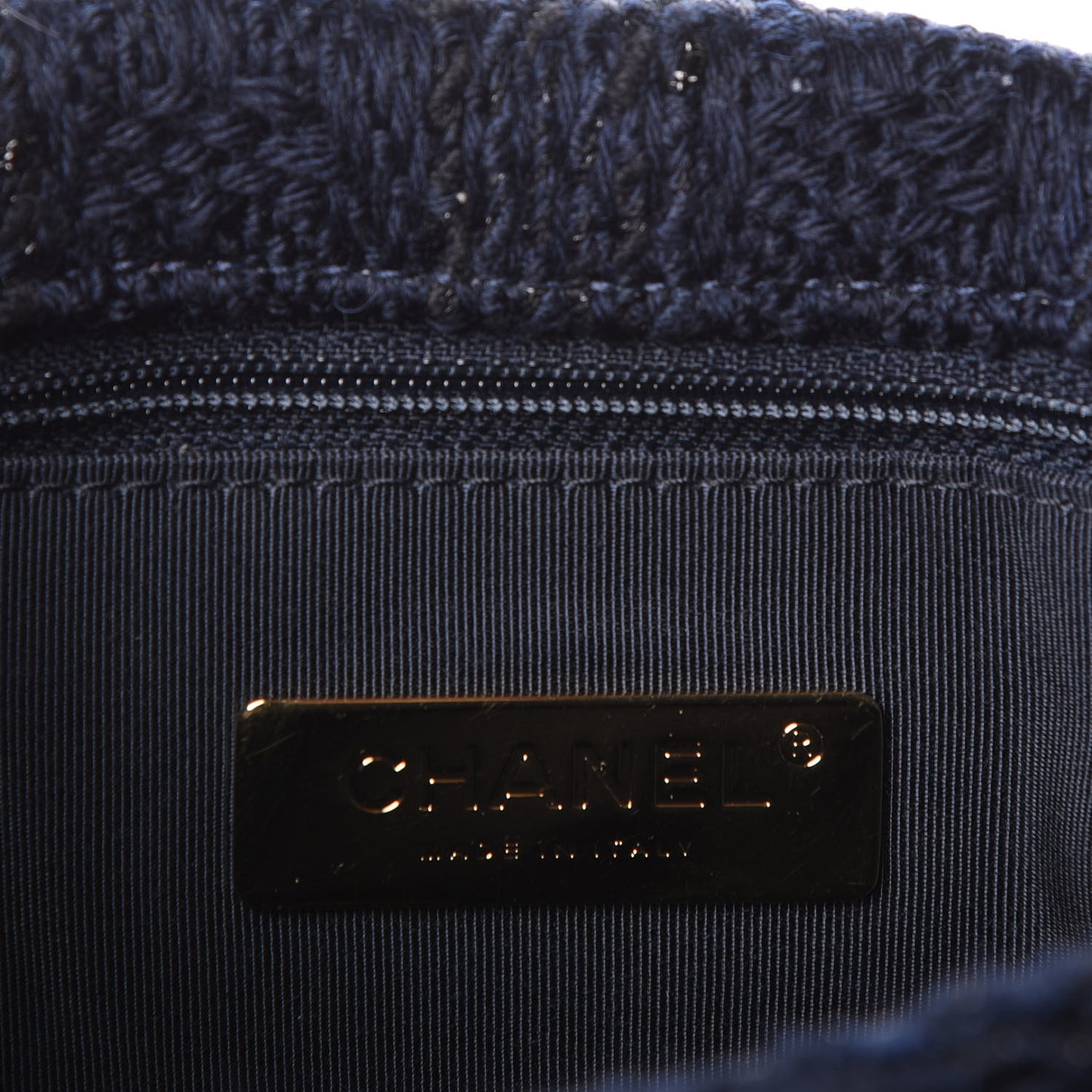 Tweed Quilted Medium 19 Flap Navy Blue Black