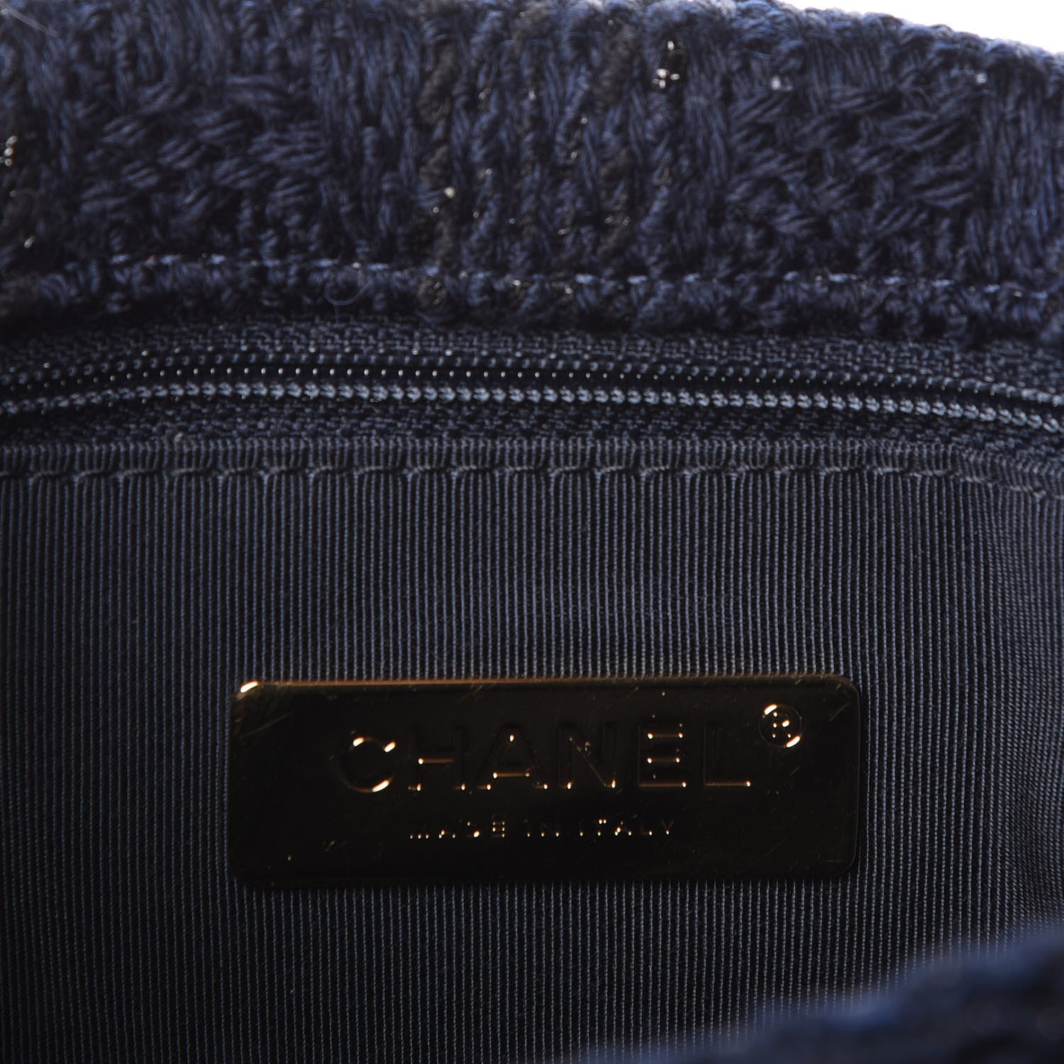 Chanel Tweed Quilted Medium 19 Flap Navy Blue Black 6 of 9
