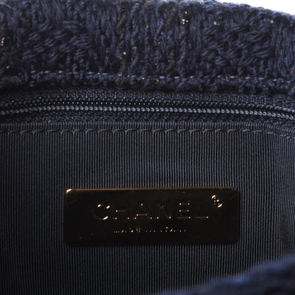 Chanel Tweed Quilted Medium 19 Flap Navy Blue Black 6 of 9