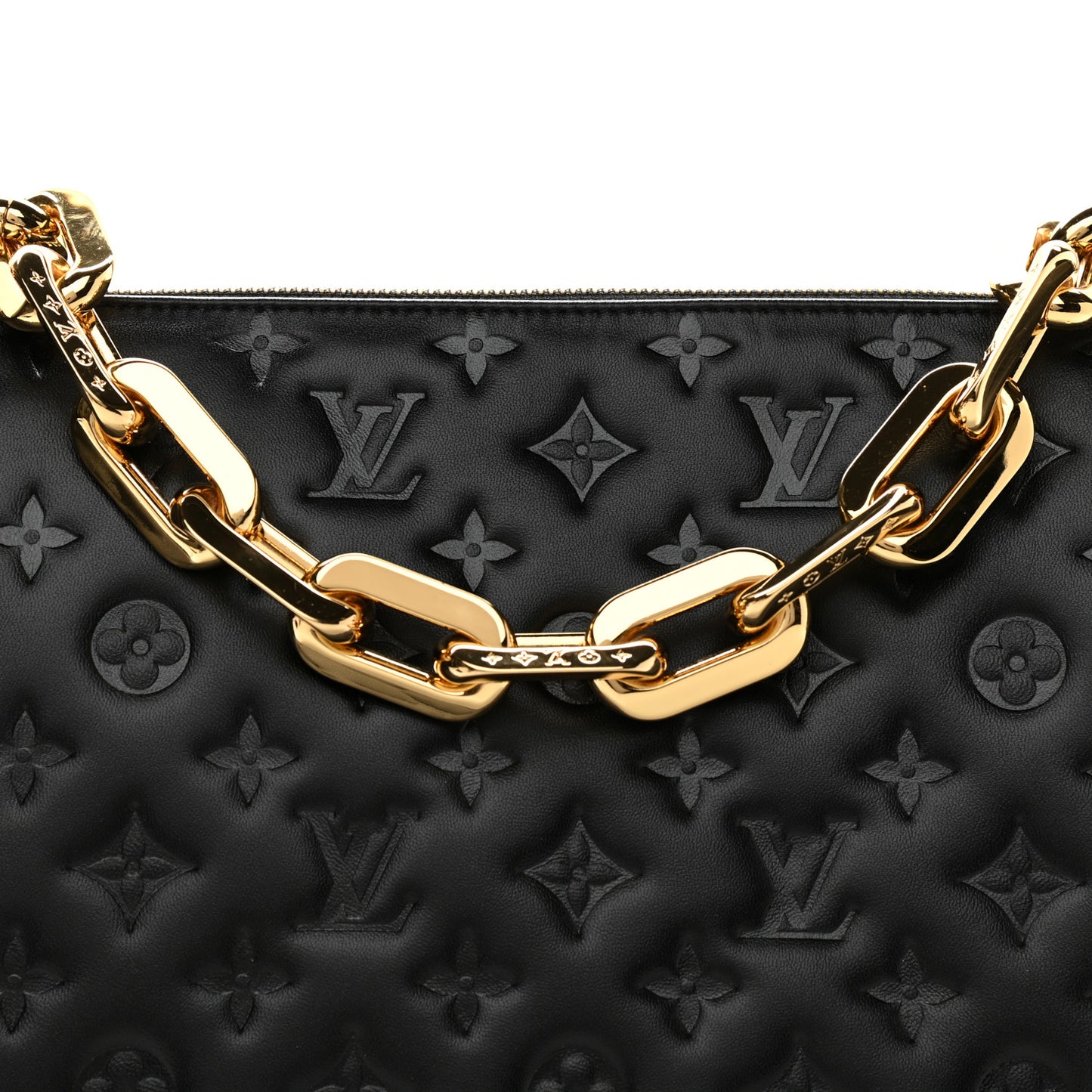 Lambskin Embossed Monogram Coussin MM Black