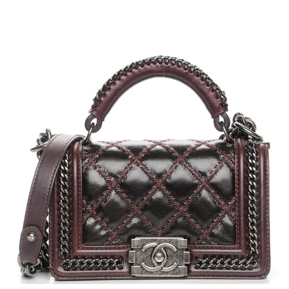 Chanel Goatskin Quilted Small Boy Handle Flap Burgundy 1 of 7