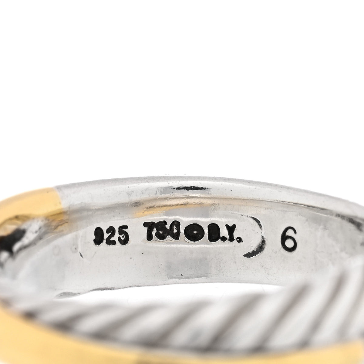 David Yurman Sterling Silver 18K Yellow Gold Crossover Two Row Ring 52 6 4 of 4