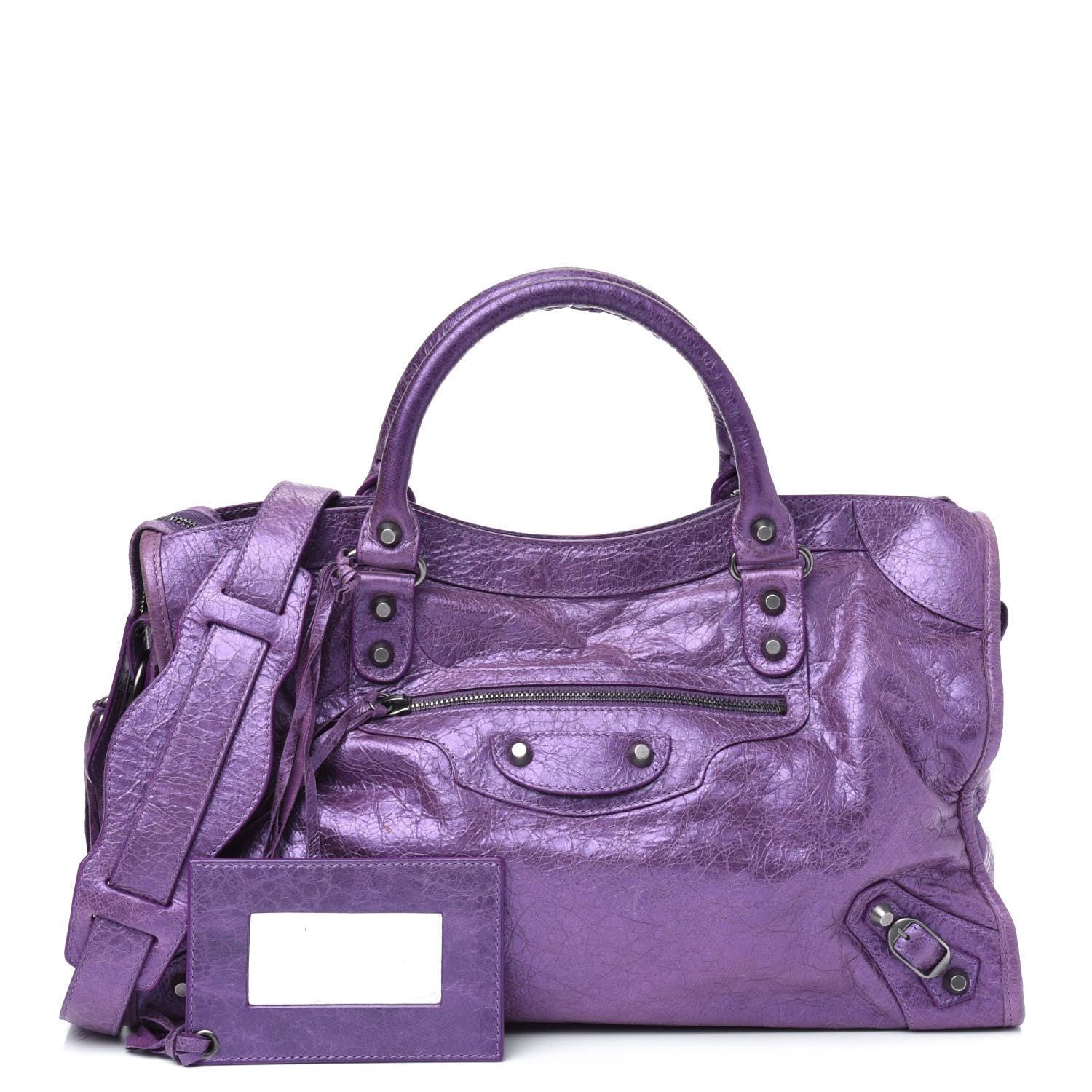 Balenciaga Agneau Classic Hardware City Metallic Purple 1 of 18