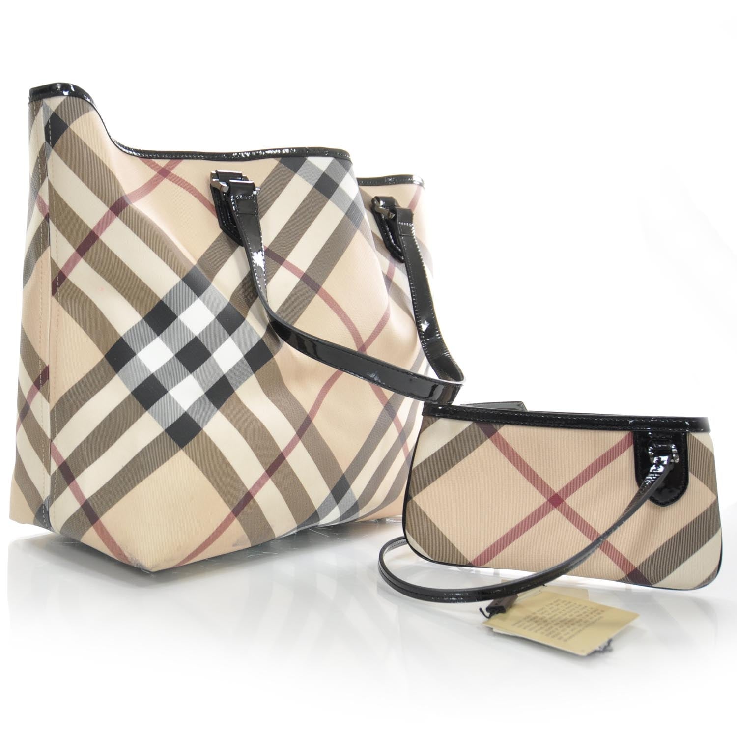 Burberry Patent Trim Nova Check Nickie Tote 3 of 8
