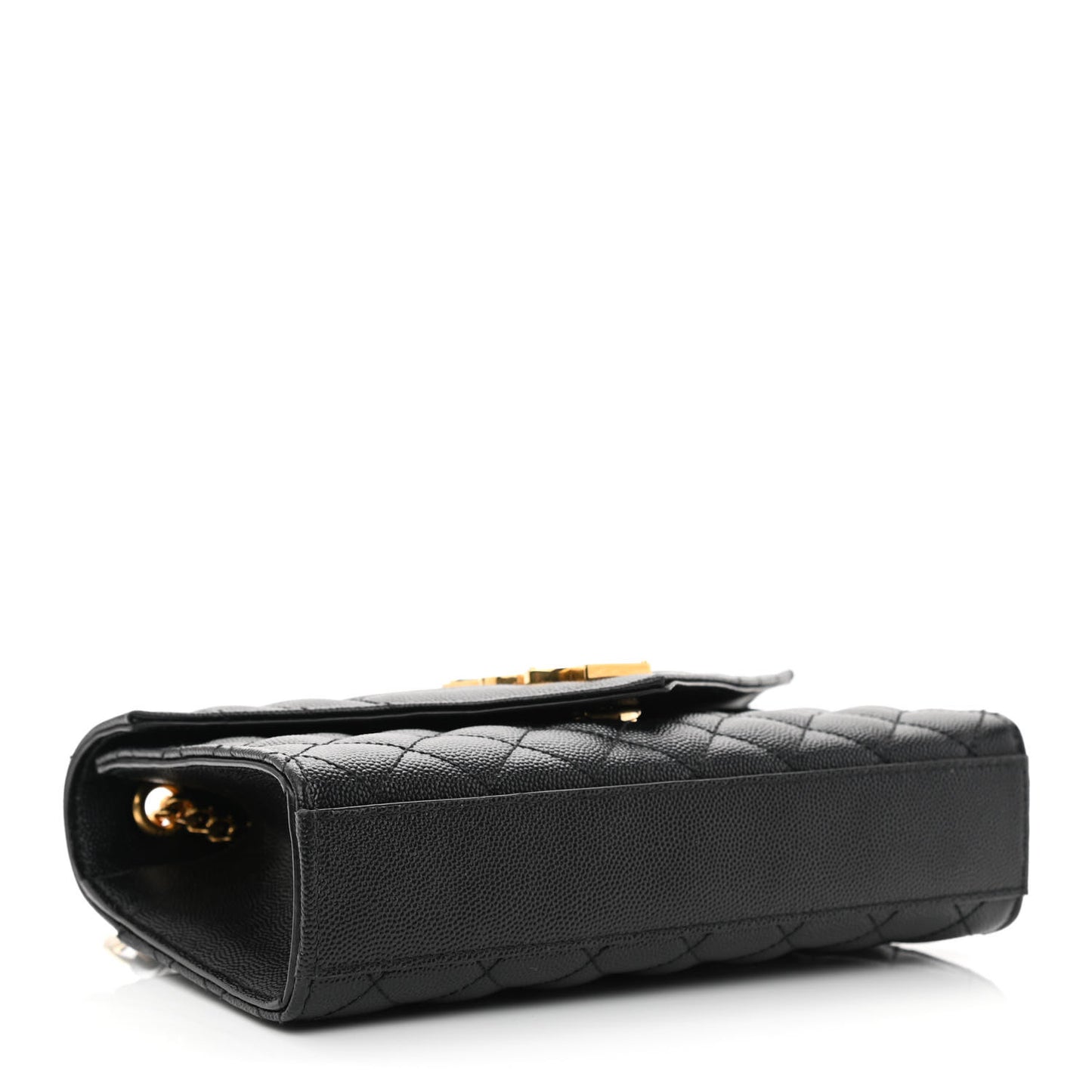 Grain De Poudre Textured Mixed Matelasse Triquilt Small Monogram Satchel Black