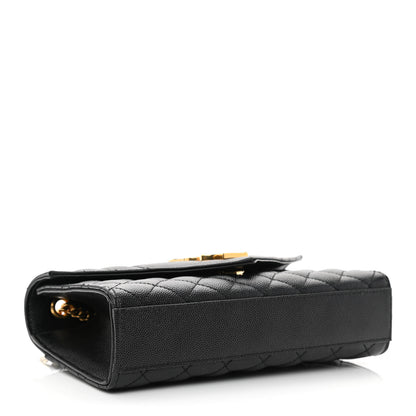 Saint Laurent Grain De Poudre Textured Mixed Matelasse Triquilt Small Monogram Satchel Black 4 of 10