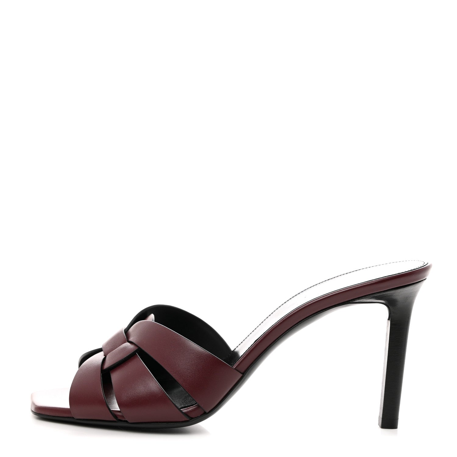 Saint Laurent Calfskin Tribute 85 Slide Sandals 40.5 Rouge Legion 1 of 9