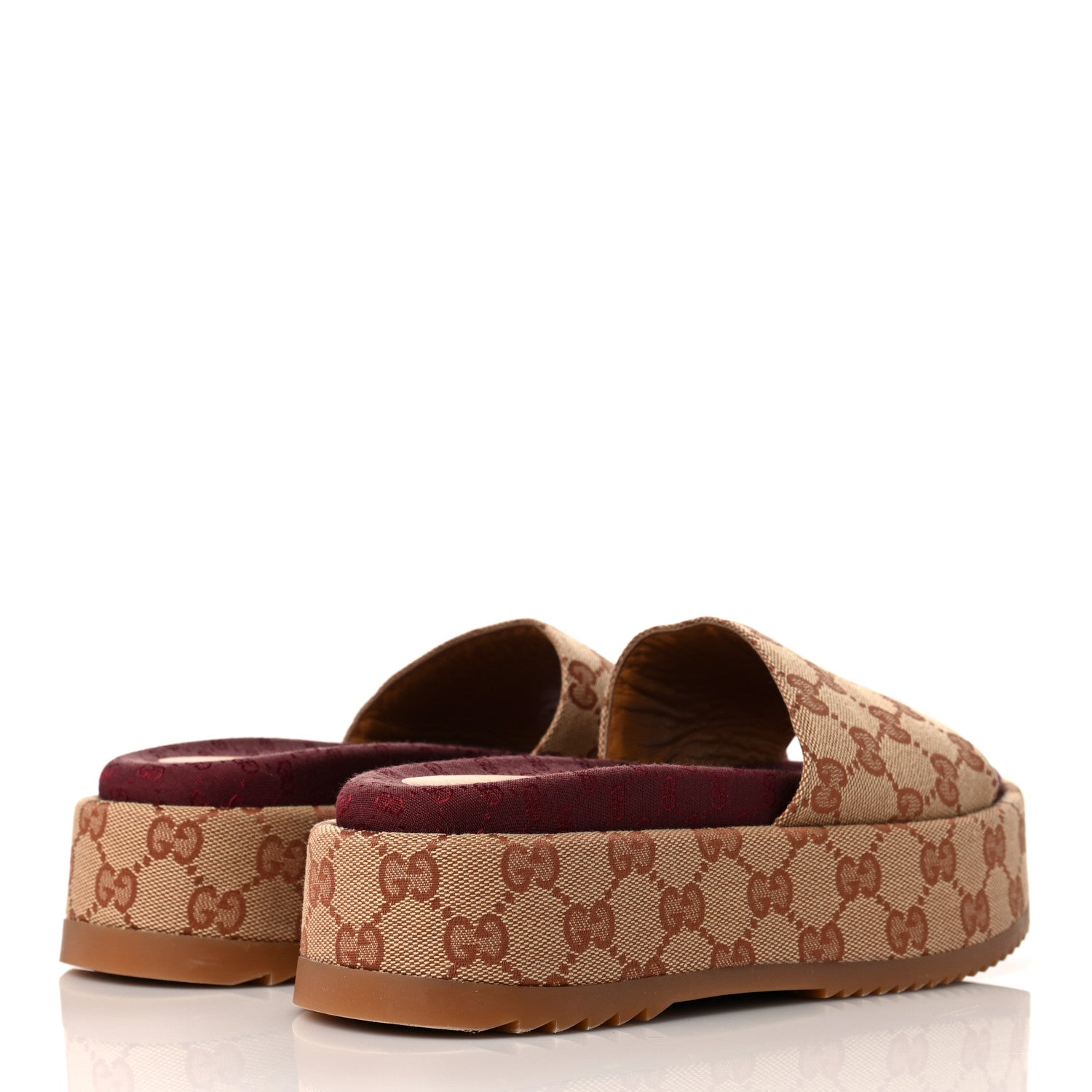 Gucci Canvas GG Monogram Angelina Platform Slide Sandals 36.5 Beige Ruggine 4 of 8