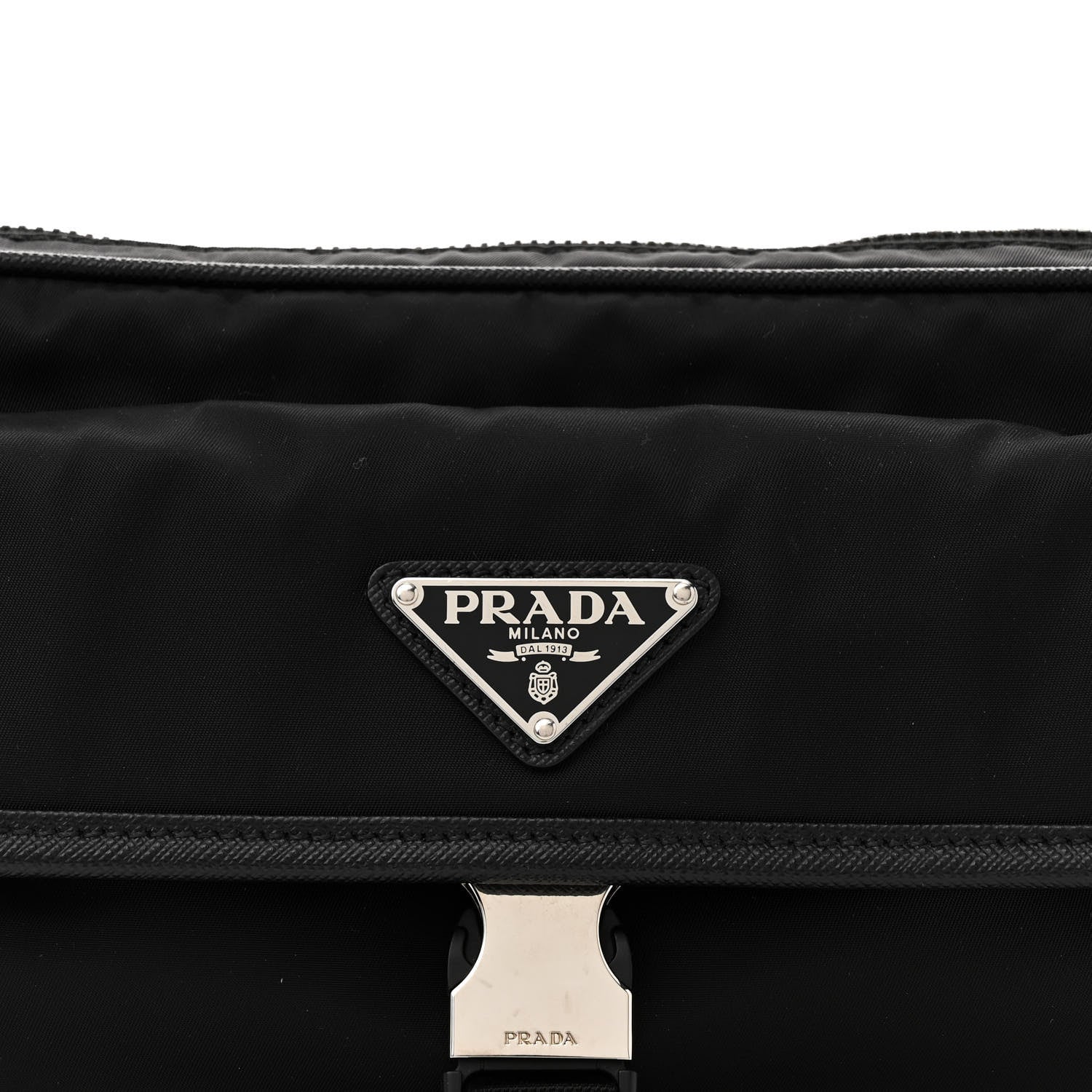 Prada Re-Nylon Saffiano Pocket Single Snap Buckle Shoulder Bag Black 7 of 9