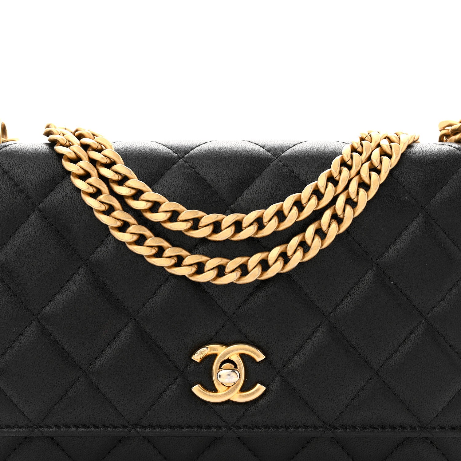 Chanel Lambskin Quilted Sweet Camellia Wallet On Chain WOC Black 8 of 10