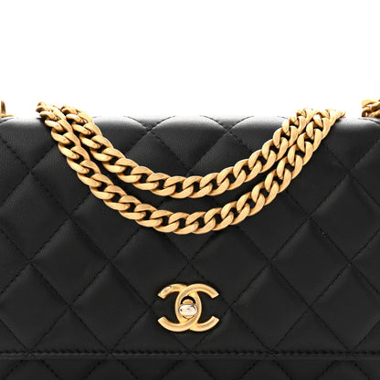 Chanel Lambskin Quilted Sweet Camellia Wallet On Chain WOC Black 8 of 10