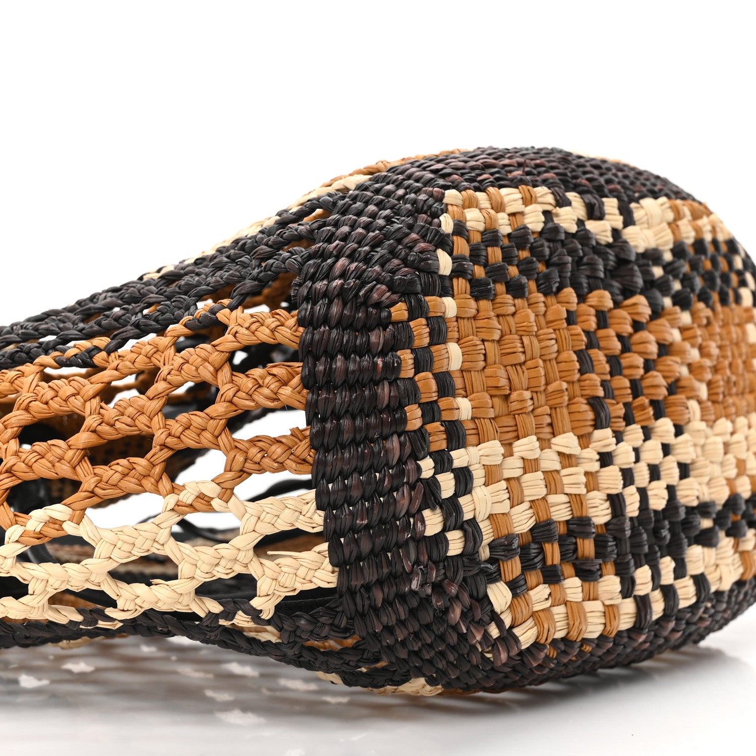 Loewe Raffia Calfskin Palm Anagram Basket Tote Bag Brown Multicolor 9 of 9