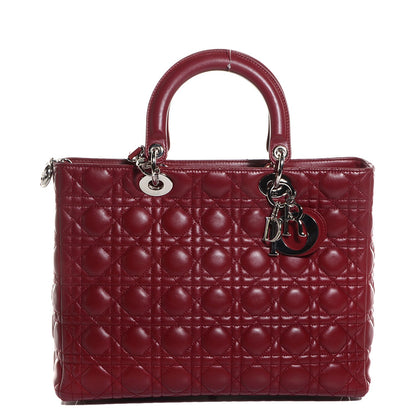 Christian Dior Lambskin Cannage Large Lady Dior Red 1 of 9
