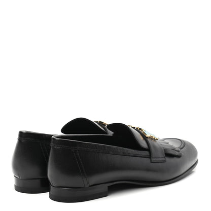 Hermes Goatskin Womens Royal Loafers 37 Black 4 of 8
