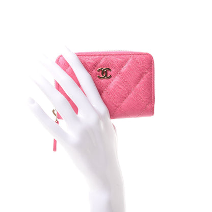 Chanel Caviar Quilted Zip Coin Purse Pink 2 of 8