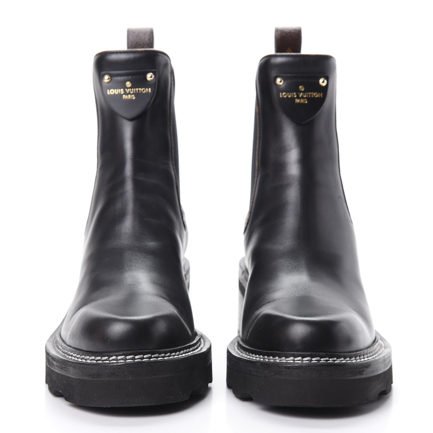 Louis Vuitton Calfskin Monogram Beaubourg Ankle Boots 38.5 Black 2 of 9