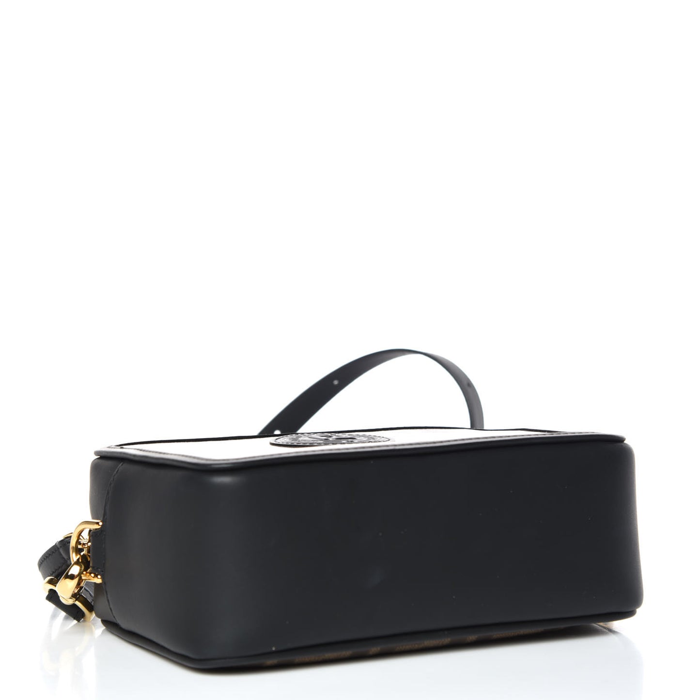 Glazed Fabric Vitello Century FF 1974 Stamp Patch Mini Camera Case Mogano Panna Black