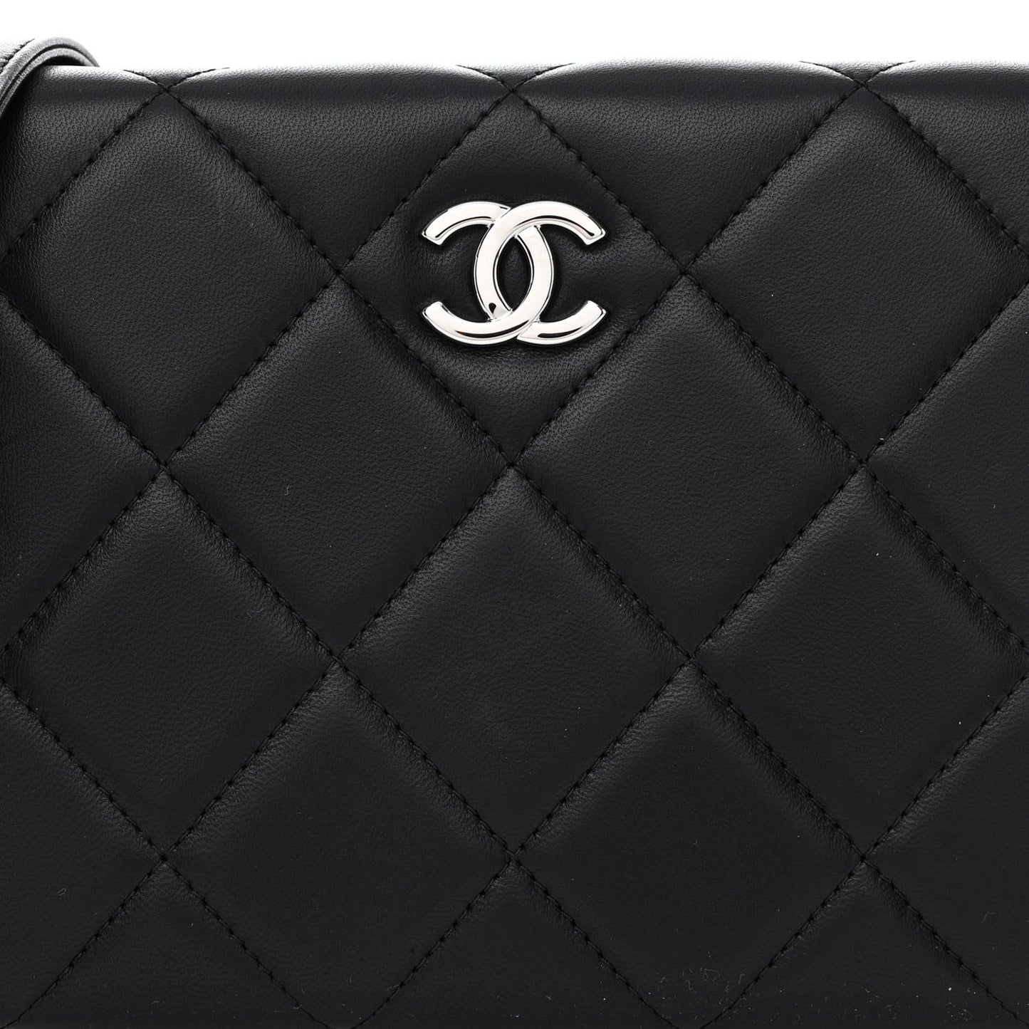 Quilted Lambskin Metal Bar Clutch Bag Black