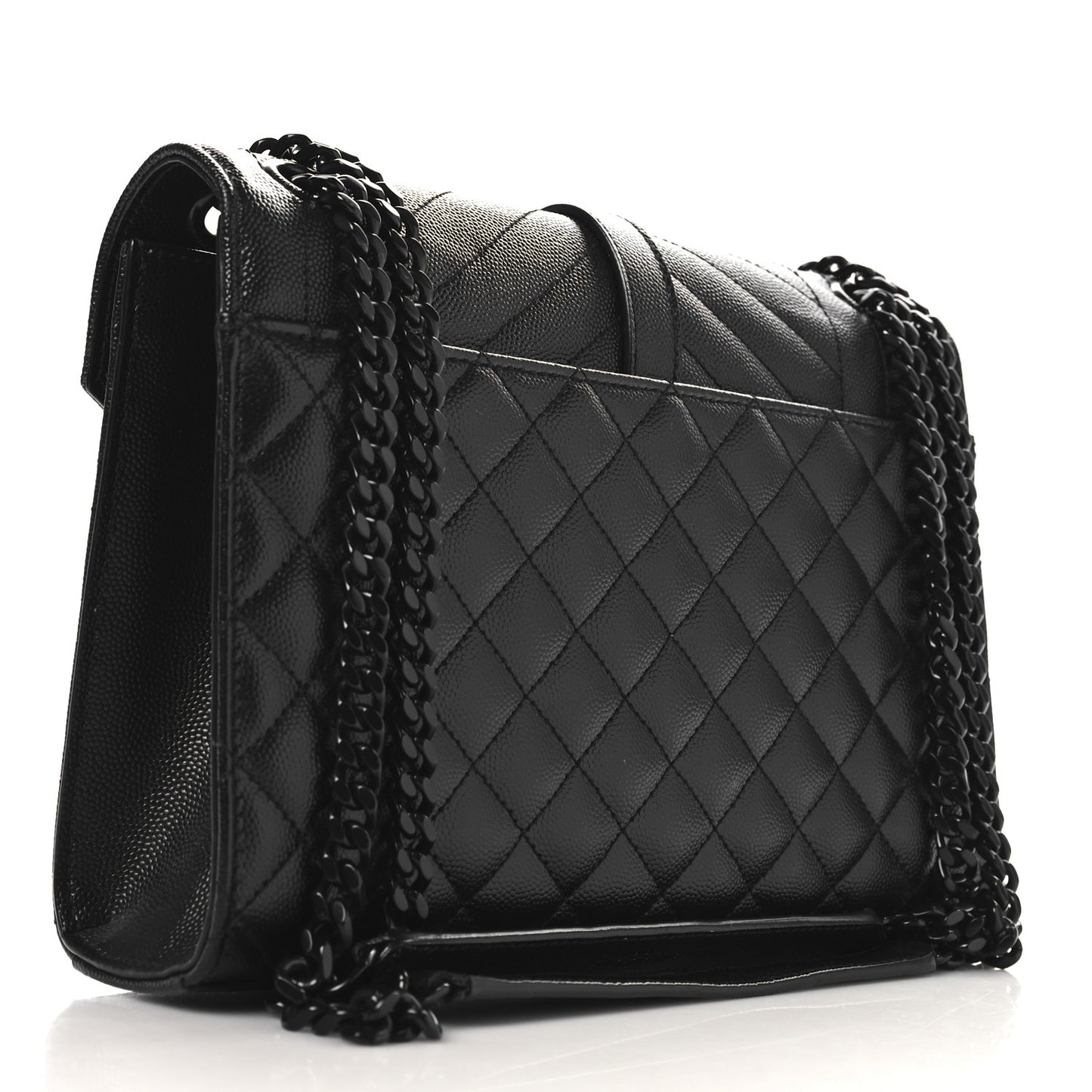 Grain De Poudre Textured Mixed Matelasse Triquilt Medium Monogram Monochrome Satchel Black