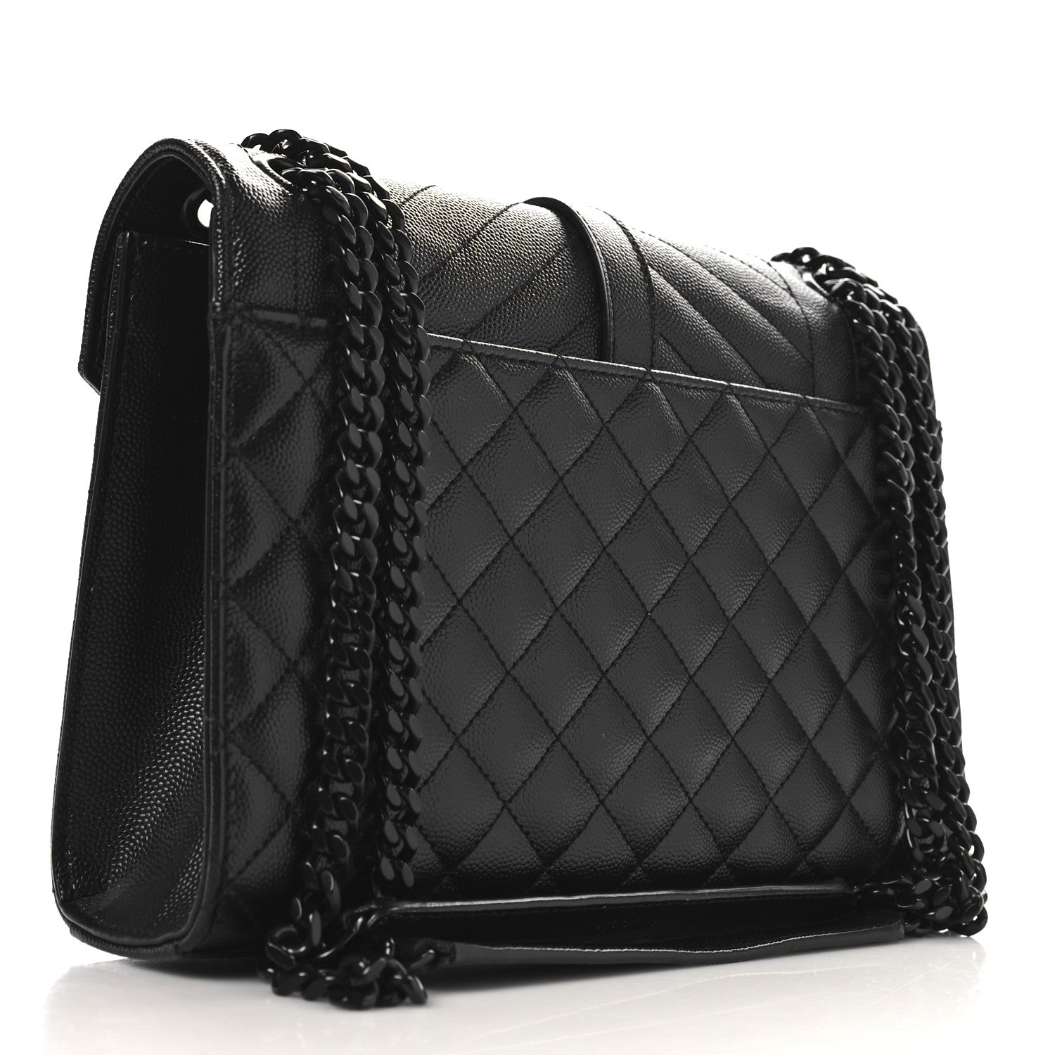 Saint Laurent Grain De Poudre Textured Mixed Matelasse Triquilt Medium Monogram Monochrome Satchel Black 5 of 22