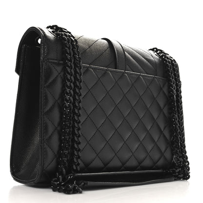 Saint Laurent Grain De Poudre Textured Mixed Matelasse Triquilt Medium Monogram Monochrome Satchel Black 5 of 22