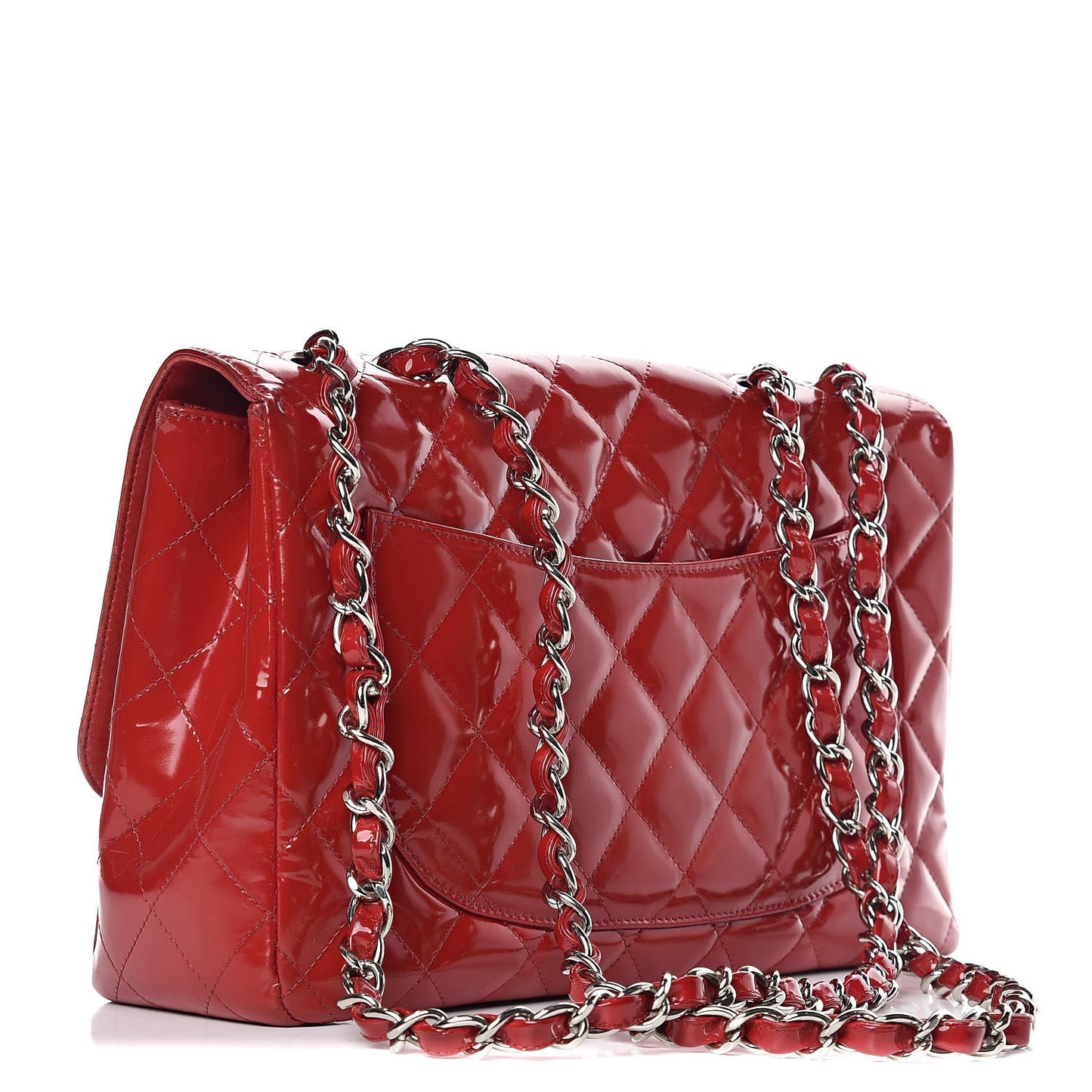 Patent Quilted Jumbo Single Flap Red