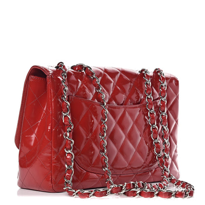 Chanel Patent Quilted Jumbo Single Flap Red 3 of 31
