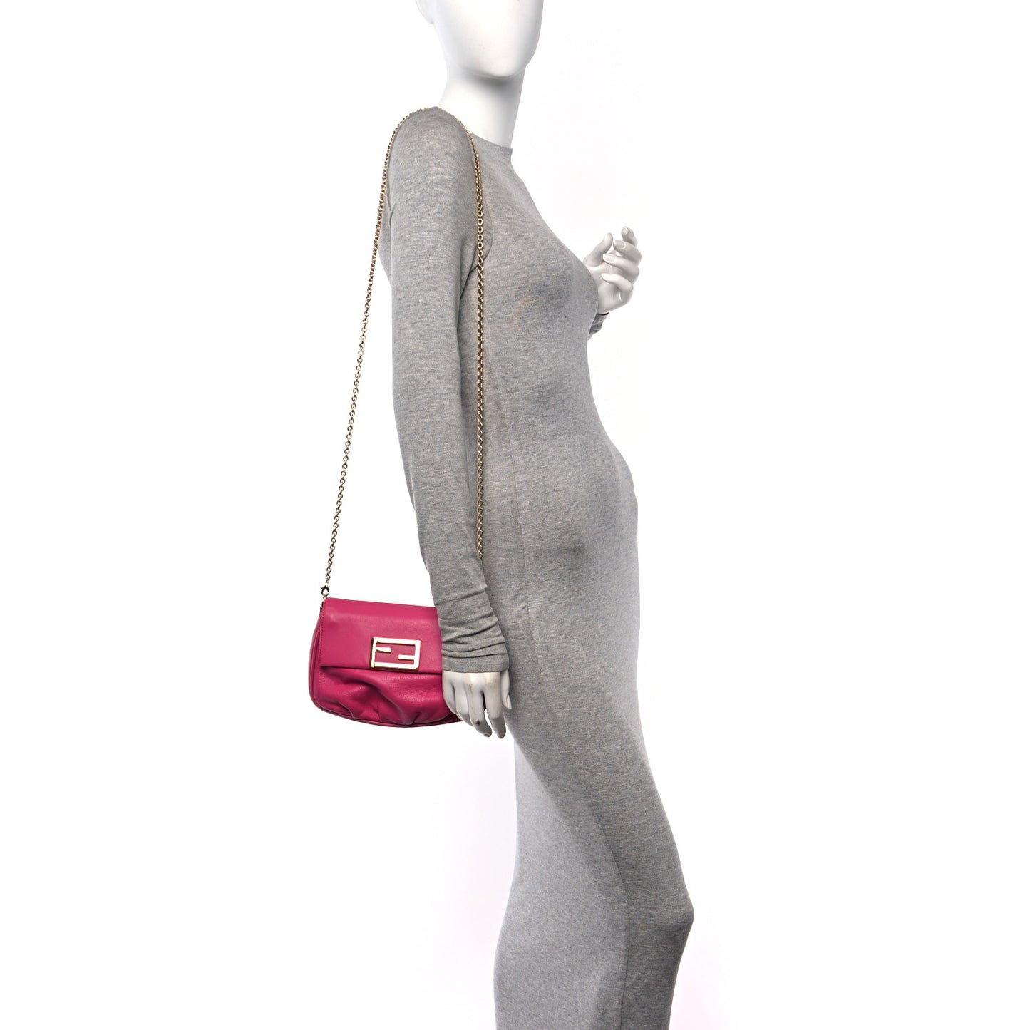 Vitello Flamingo Fendista Pouchette Crossbody Lampone