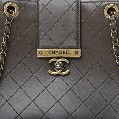 Chanel Calfskin Stitched Shopping Tote Green 10 of 13